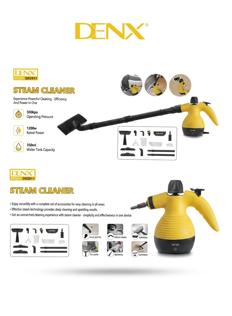 A multi-use steam cleaning device that operates electrically, with a power of 1200 watts, and a water capacity of 350 ml - Image 5